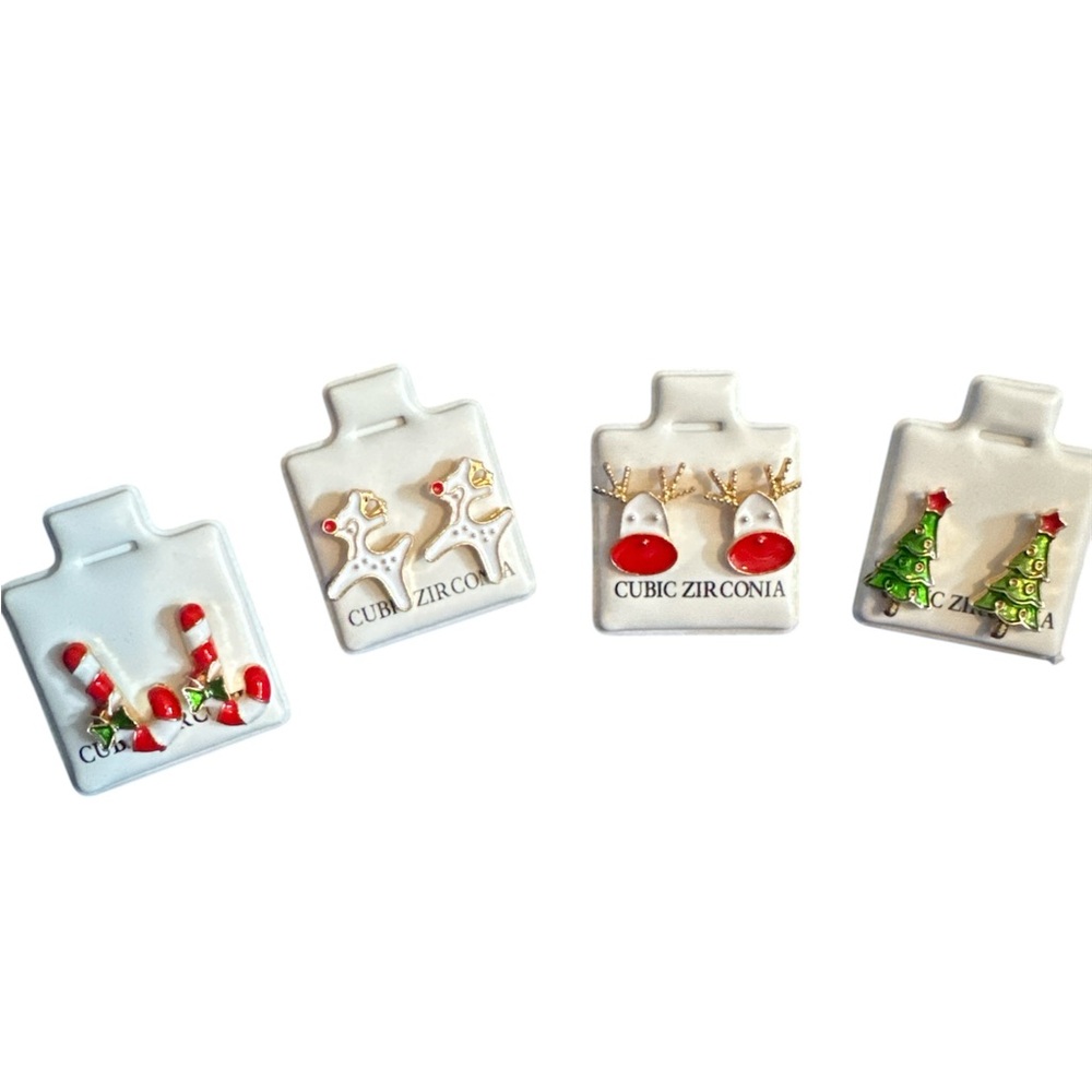 Festive Holiday Earrings Set 4 pairs